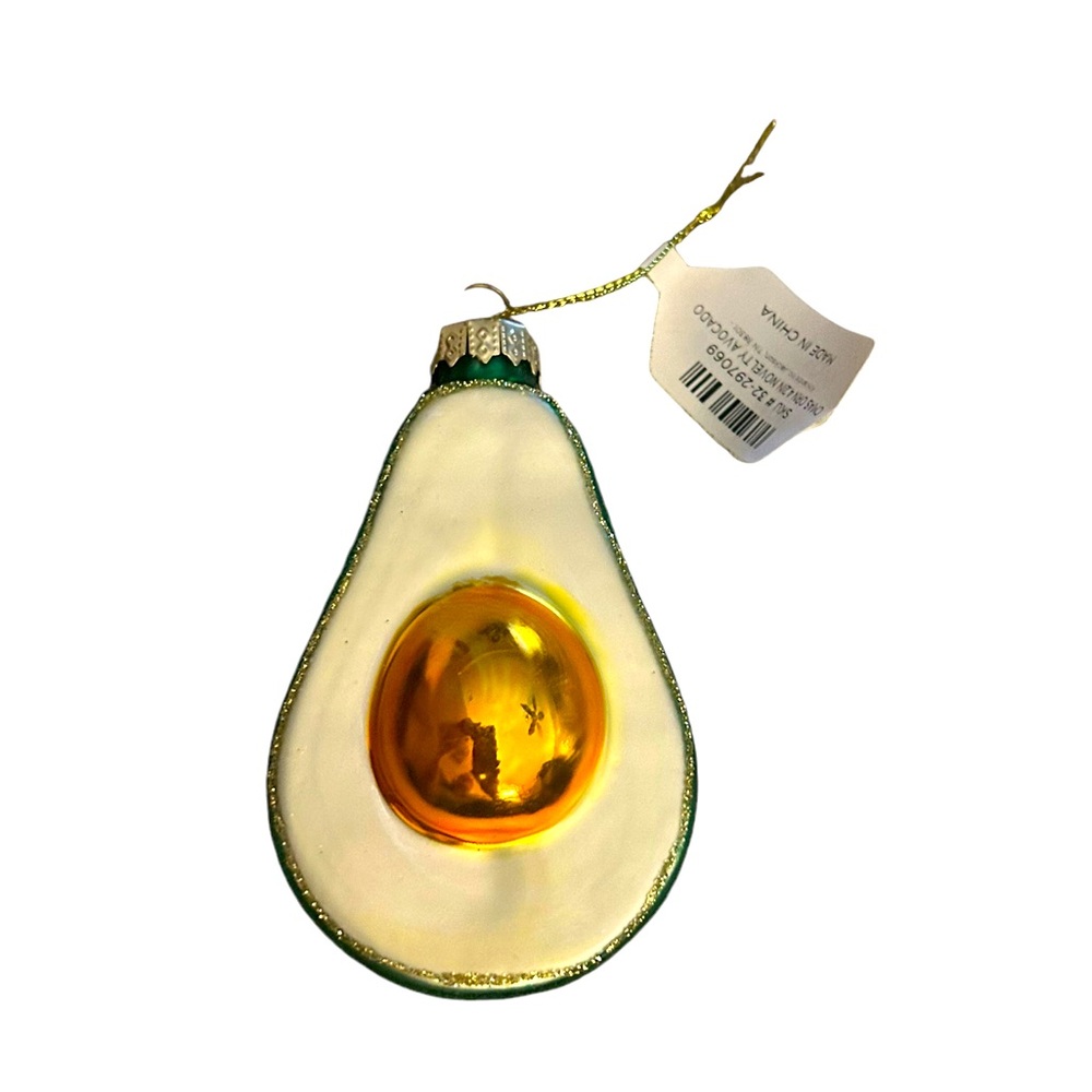 •NWT Kirklands Avocado Ornament Glass Green